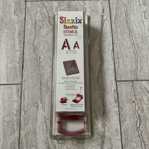 SIZZIX Sizzlits Stencil ALPHABET SET W/ Case 38-9732 New/Sealed Scrapbooking - Picture 1 of 8